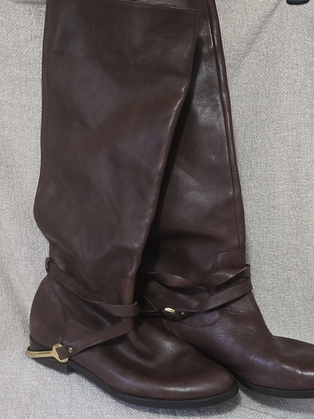 Lauren Ralph Lauren Dark Brown Over-the-Knee Leather Boots